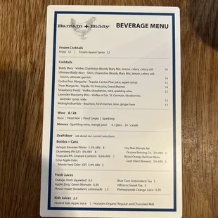 Bev Menu 2023