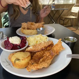 Chicken Tenders, chicken n Fried Chicken &amp; Cheddar Waffle