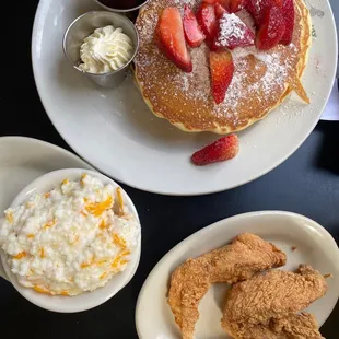 Strawberry Pancakes, Cheese Grits and Chicken Tenders