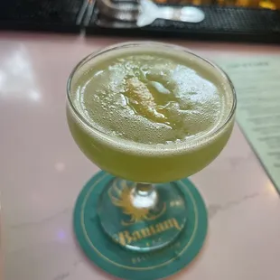 A bright green field cocktail