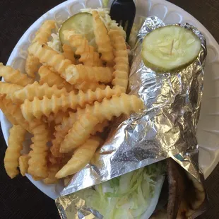 Gyro platter with fries