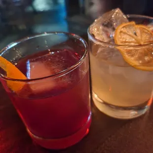 Firefly drink on the left, and the Pins and Needles on the right