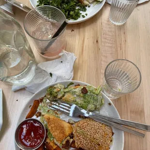 Beef burger and Buttermilk Fried Chicken Sandwich