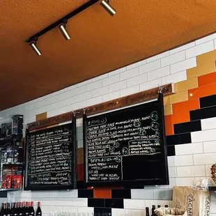 Wine list and food menu