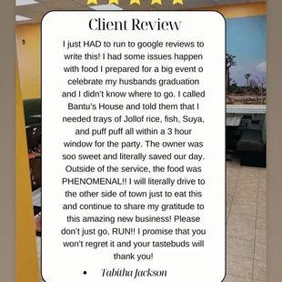 Customer review. BOOK US FOR ALL YOUR EVENTS!