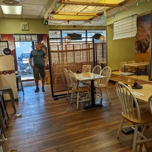 Entrance in a small strip mall.  It is much cleaner than many similar places. Well lit, nice decor, fairly comfortable seating.