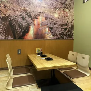 Unique seating with pretty mural