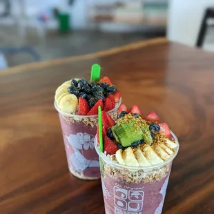 two cups of fruit and yogurt