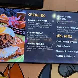 Menu as of 5/12/22