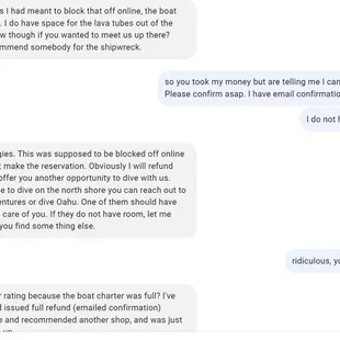 txt message about the cancelation.