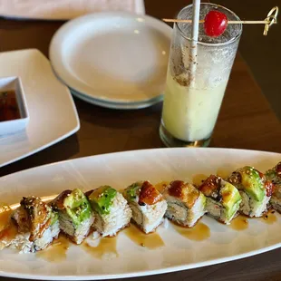 Dragon roll and Tokiolada.