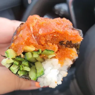 Inside spicy tuna roll