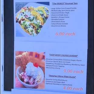 Today's menu was quite compact, and listed nachos and tacos for food, churros for desert, along with Mexican sodas and water.