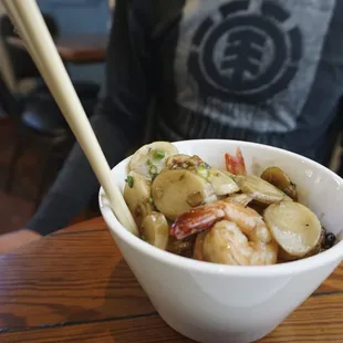 Shrimp  with Garlic and Sticky Rice Cakes
