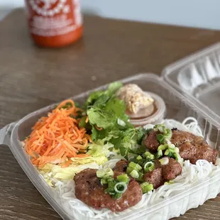 Vietnamese pork sausage( Nem Nướng) noodle box