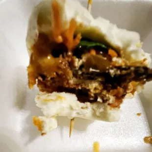 The last bite of my soft shell crab bao. Delicious!