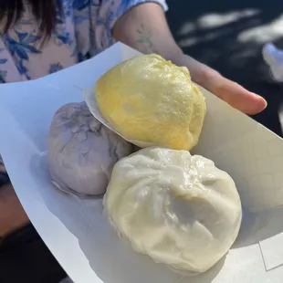 Taro, custard, and red bean bao