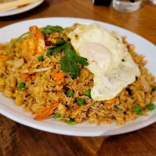 Shrimp fried rice with fried egg add on