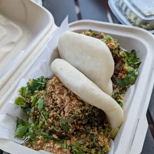 Gua bao. Pork belly was so tender. Loved the pickled mustard greens and the sugared peanut powder