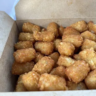 Large tater tots, this box was full with Lebanese garlic aioli....