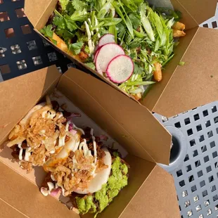 Loaded Shorty Fries, Shorty Bao, Shroomy Bao, Spicy Pork Bao