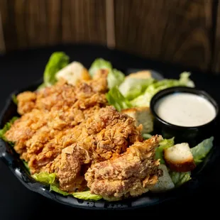 Crispy chicken Caesar salad
