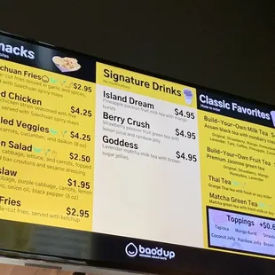 Snack/drink Menu as of May 2021