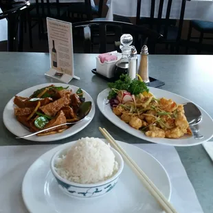 two plates of food on a table