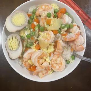 Shrimp w/Egg Over Rice