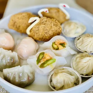 Fried curry taro puffs ($6.25)--get this!, Steamed Special (6) ($13.25), Shanghai Xiao Long Bao (6) ($9.25)