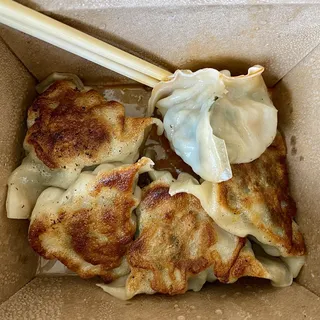 Pan Fried Chives & Shrimp Dumplings (5)
