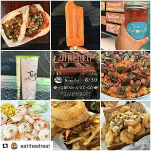 a collage of food items