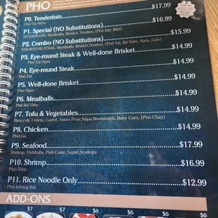 menu