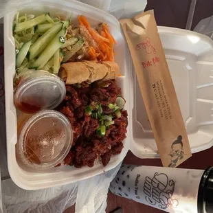 Taro milk tea V2. Grilled Pork Vermicelli