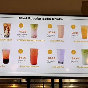 Boba menu
