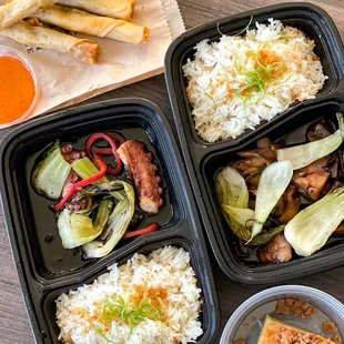 Octopus adobo and mushroom adobo