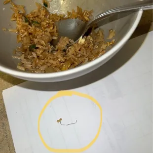 Staple that I almost swallowed that was in my chicken fried rice.