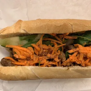 Char grilled pork banh mi