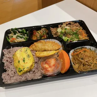 a tray of food on a table