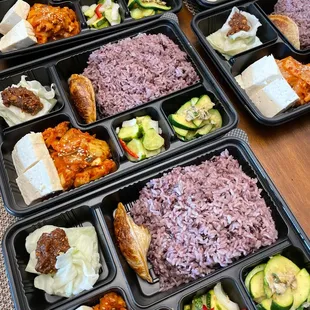 Spicy stir fried kimchi with pork belly + tofu bento