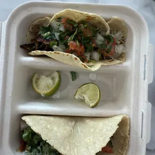 Tacos  with fresh corn tortillas