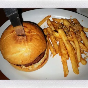 a burger and french fries