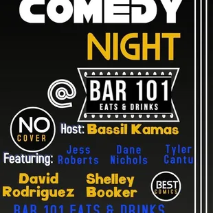 Love their comedy night no cover charge on the last Thursday of each month