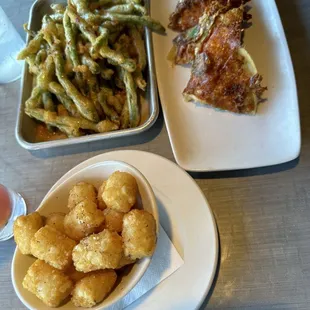 Fried Green Beans  Crispy Quesadilla  Tarot tots