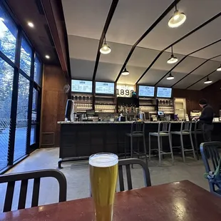 a person sitting at a table with a glass of beer