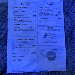 a menu for a restaurant