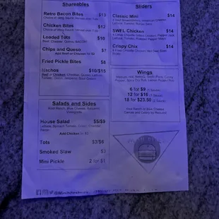 a menu for a restaurant