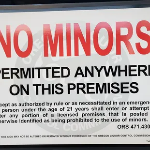 no minors permitted anywhere on this premises