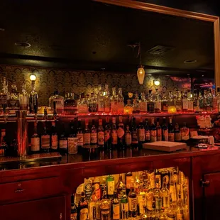 a row of liquor bottles