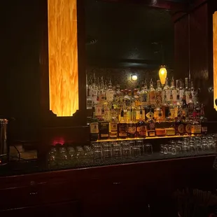 a row of liquor bottles